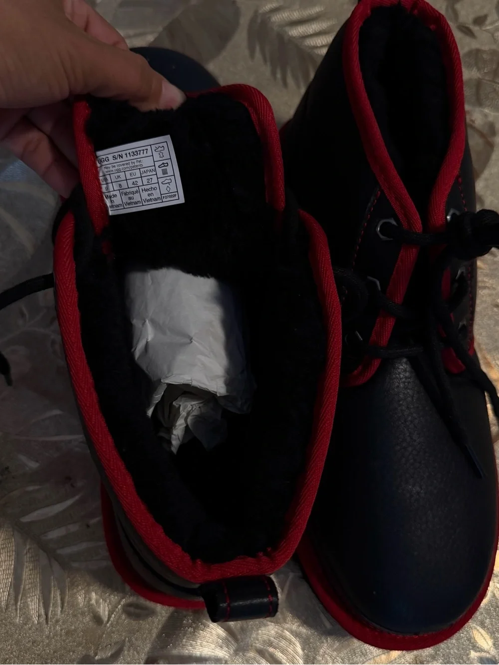 UGG Men's Black Chukka Boots with Red Accents